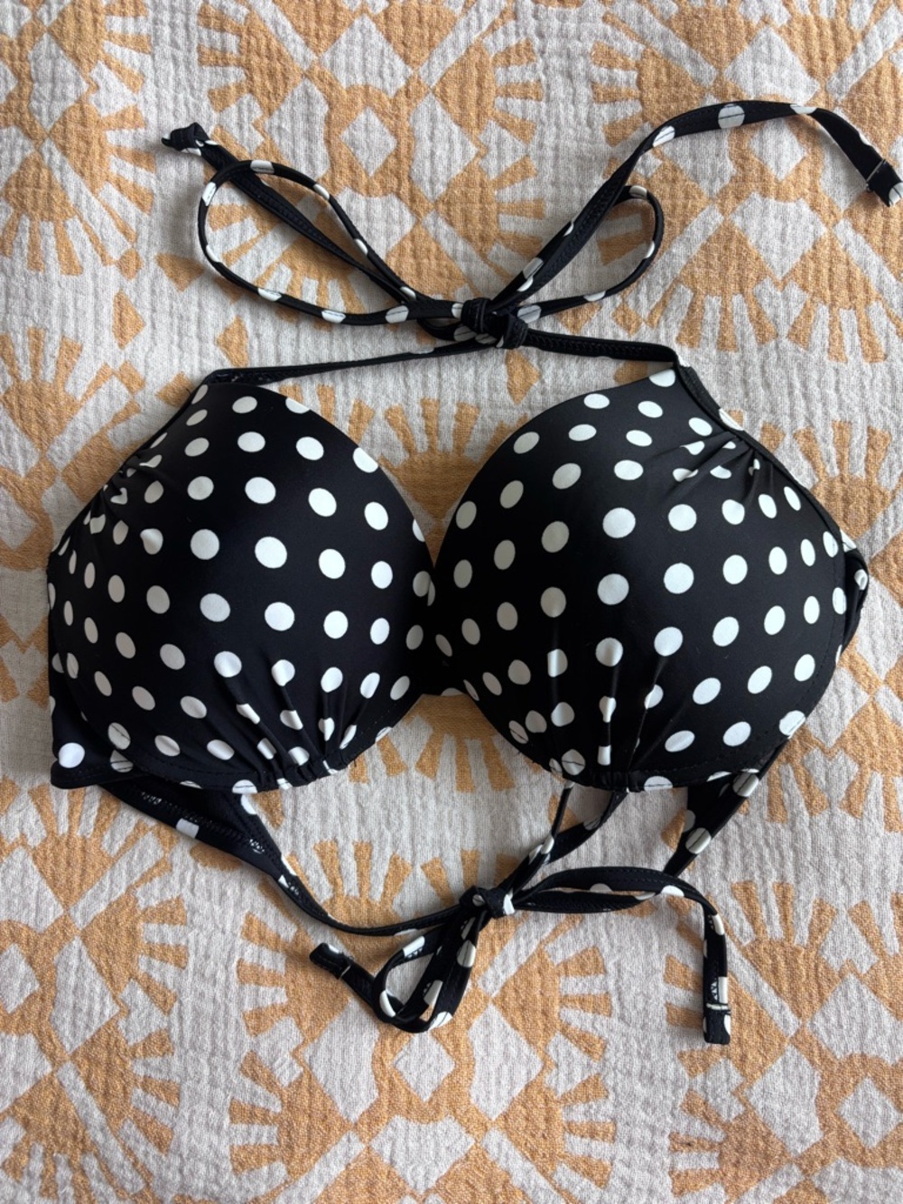 Joe Boxer Black Bikini Top with White Polka Dots